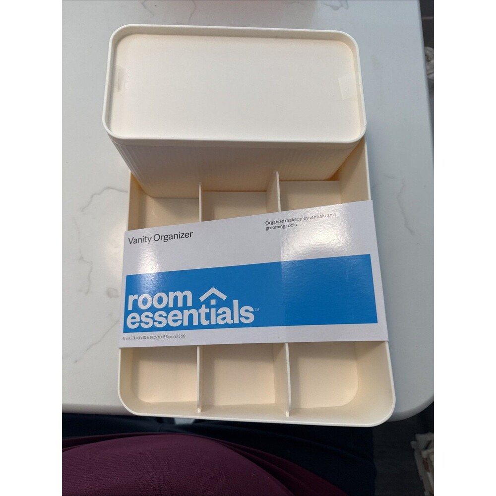 Room Essentials Cream Vanity Organizer, 4.7" x 7.8" x 11.8"